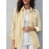 Yellow Striped Lapel Long Sleeve Casual Shirt For Women Yellow Striped Lapel Long Sleeve Casual Shirt For Women