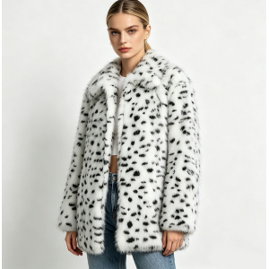 Oversized Leopard Print Faux Fur Long Toka Coat Women Thick Warm Plush Outwear