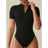 Women's Summer Ribbed Short Sleeve Zip Up Bodysuit, Slim Fit Jumpsuit, Layering Top & Outerwear Women's Summer Ribbed Short Sleeve Zip Up Bodysuit, Slim Fit Jumpsuit, Layering Top & Outerwear