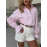 Women's Summer Long Sleeve Shirt, Elegant Commuter Blouse with Lace Spliced Flared Cuffs, Luxury High-End Style Women's Summer Long Sleeve Shirt, Elegant Commuter Blouse with Lace Spliced Flared Cuffs, Luxury High-End Style