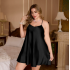 Plus Size Ice Silk Cami Short Sleep Dress, Solid Loungewear for Women Plus Size Ice Silk Cami Short Sleep Dress, Solid Loungewear for Women