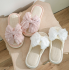 Bow Cotton Linen Indoor Slides for Women, Summer Home Slippers Bow Cotton Linen Indoor Slides for Women, Summer Home Slippers