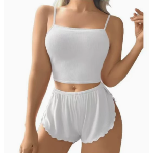 Ribbed Cami Shorts Pajama Set Women, Sexy Outdoor Loungewear Two Piece Suit