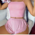 Ribbed Cami Shorts Pajama Set Women, Sexy Outdoor Loungewear Two Piece Suit Ribbed Cami Shorts Pajama Set Women, Sexy Outdoor Loungewear Two Piece Suit