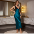 Women's Elegant Slim Long Sleep Dress, Sexy Lace Trim Cami Nightgown, Luxury Night Style